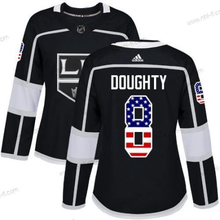 Adidas Los Angeles Kings #8 Drew Doughty Musta Kotiottelu Aito USA Flag Ommeltu NHL Paita – Naisten