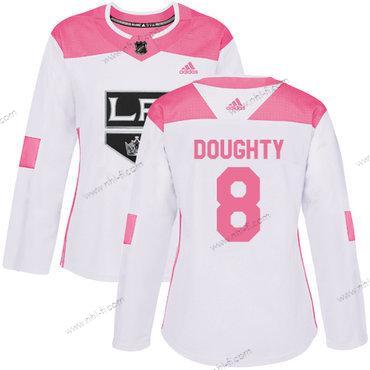 Adidas Los Angeles Kings #8 Drew Doughty Valkoinen Pinkki Aito Ommeltu NHL Paita – Naisten