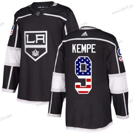 Adidas Los Angeles Kings #9 Adrian Kempe Musta Kotiottelu Aito USA Flag Ommeltu NHL Paita – Miesten