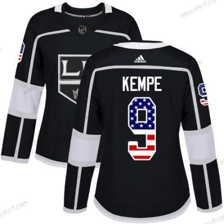 Adidas Los Angeles Kings #9 Adrian Kempe Musta Kotiottelu Aito USA Flag Ommeltu NHL Paita – Naisten