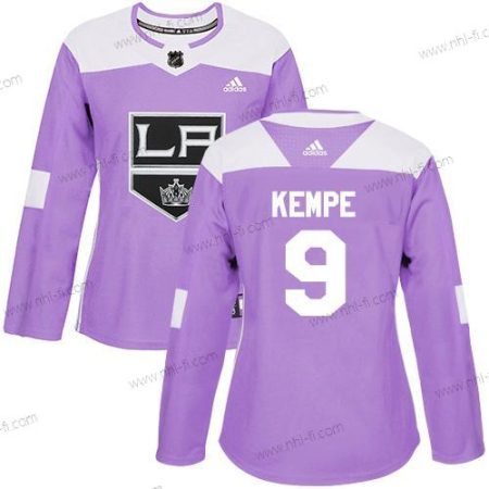 Adidas Los Angeles Kings #9 Adrian Kempe Violetti Aito Taistelee syöpää vastaan Ommeltu NHL Paita – Naisten