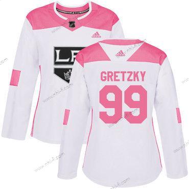 Adidas Los Angeles Kings #99 Wayne Gretzky Valkoinen Pinkki Aito Ommeltu NHL Paita – Naisten