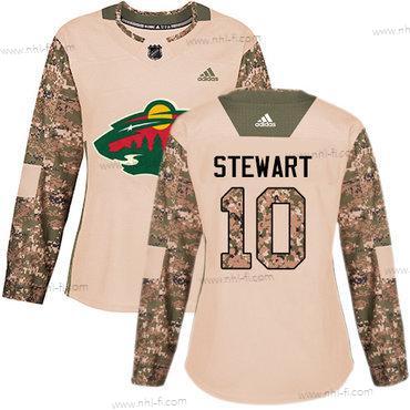 Adidas Minnesota Wild #10 Chris Stewart Maastokuvio Aito 2017 Veterans Day Ommeltu NHL Paita – Naisten