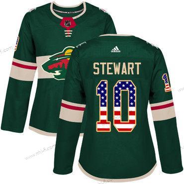 Adidas Minnesota Wild #10 Chris Stewart Vihreä Kotiottelu Aito USA Flag Ommeltu NHL Paita – Naisten