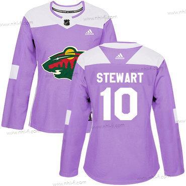 Adidas Minnesota Wild #10 Chris Stewart Violetti Aito Taistelee syöpää vastaan Ommeltu NHL Paita – Naisten