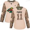 Adidas Minnesota Wild #11 Zach Parise Maastokuvio Aito 2017 Veterans Day Ommeltu NHL Paita – Naisten