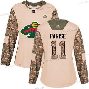 Adidas Minnesota Wild #11 Zach Parise Maastokuvio Aito 2017 Veterans Day Ommeltu NHL Paita – Naisten