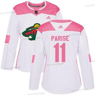 Adidas Minnesota Wild #11 Zach Parise Valkoinen Pinkki Aito Ommeltu NHL Paita – Naisten