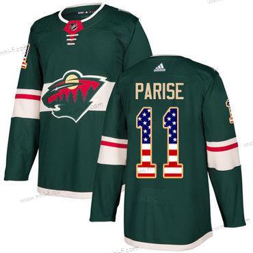 Adidas Minnesota Wild #11 Zach Parise Vihreä Kotiottelu Aito USA Flag Ommeltu NHL Paita – Miesten