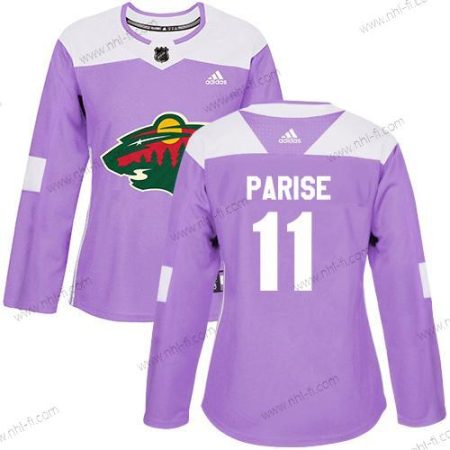 Adidas Minnesota Wild #11 Zach Parise Violetti Aito Taistelee syöpää vastaan Ommeltu NHL Paita – Naisten