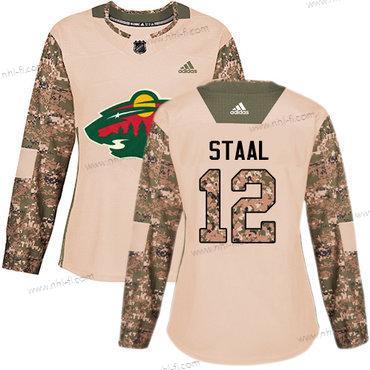 Adidas Minnesota Wild #12 Eric Staal Maastokuvio Aito 2017 Veterans Day Ommeltu NHL Paita – Naisten