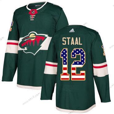 Adidas Minnesota Wild #12 Eric Staal Vihreä Kotiottelu Aito USA Flag Ommeltu NHL Paita – Miesten