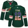 Adidas Minnesota Wild #12 Eric Staal Vihreä Kotiottelu Aito USA Flag Ommeltu NHL Paita – Naisten