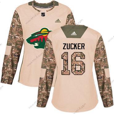 Adidas Minnesota Wild #16 Jason Zucker Maastokuvio Aito 2017 Veterans Day Ommeltu NHL Paita – Naisten