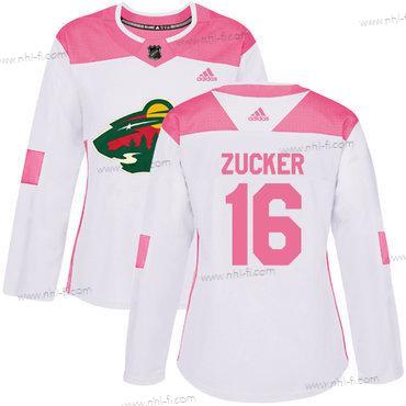 Adidas Minnesota Wild #16 Jason Zucker Valkoinen Pinkki Aito Ommeltu NHL Paita – Naisten