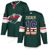 Adidas Minnesota Wild #16 Jason Zucker Vihreä Kotiottelu Aito USA Flag Ommeltu NHL Paita – Miesten