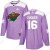 Adidas Minnesota Wild #16 Jason Zucker Violetti Aito Taistelee syöpää vastaan Ommeltu NHL Paita – Miesten