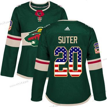 Adidas Minnesota Wild #20 Ryan Suter Vihreä Kotiottelu Aito USA Flag Ommeltu NHL Paita – Naisten