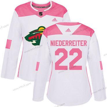 Adidas Minnesota Wild #22 Nino Niederreiter Valkoinen Pinkki Aito Ommeltu NHL Paita – Naisten