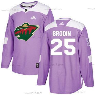 Adidas Minnesota Wild #25 Jonas Brodin Violetti Aito Taistelee syöpää vastaan Ommeltu NHL Paita – Miesten