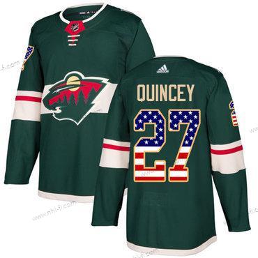 Adidas Minnesota Wild #27 Kyle Quincey Vihreä Kotiottelu Aito USA Flag Ommeltu NHL Paita – Miesten