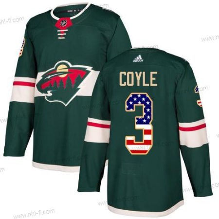 Adidas Minnesota Wild #3 Charlie Coyle Vihreä Kotiottelu Aito USA Flag Ommeltu NHL Paita – Miesten