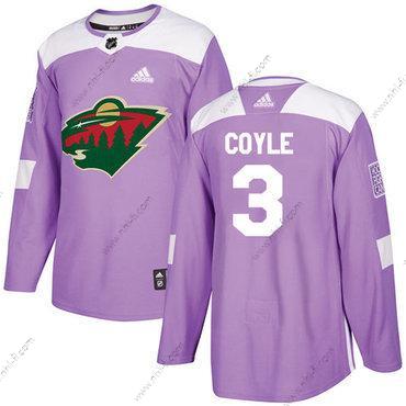 Adidas Minnesota Wild #3 Charlie Coyle Violetti Aito Taistelee syöpää vastaan Ommeltu NHL Paita – Miesten