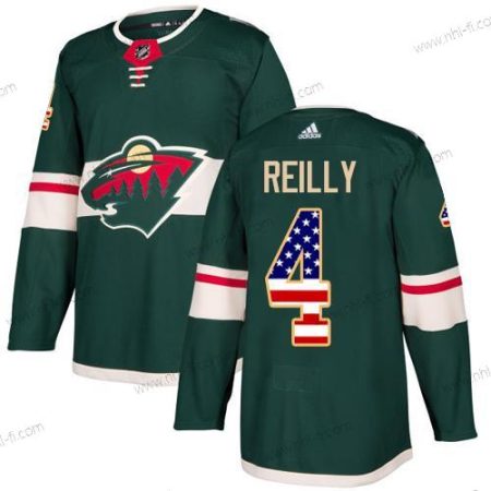 Adidas Minnesota Wild #4 Mike Reilly Vihreä Kotiottelu Aito USA Flag Ommeltu NHL Paita – Miesten