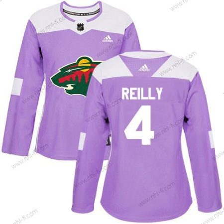 Adidas Minnesota Wild #4 Mike Reilly Violetti Aito Taistelee syöpää vastaan Ommeltu NHL Paita – Naisten