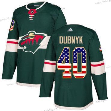 Adidas Minnesota Wild #40 Devan Dubnyk Vihreä Kotiottelu Aito USA Flag Ommeltu NHL Paita – Miesten