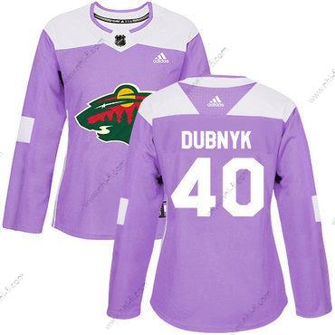 Adidas Minnesota Wild #40 Devan Dubnyk Violetti Aito Taistelee syöpää vastaan Ommeltu NHL Paita – Naisten