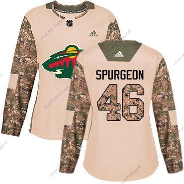 Adidas Minnesota Wild #46 Jared Spurgeon Maastokuvio Aito 2017 Veterans Day Ommeltu NHL Paita – Naisten