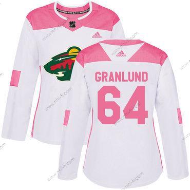 Adidas Minnesota Wild #64 Mikael Granlund Valkoinen Pinkki Aito Ommeltu NHL Paita – Naisten