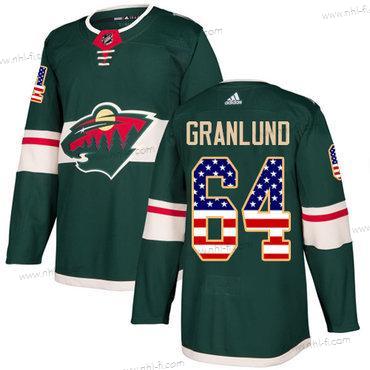 Adidas Minnesota Wild #64 Mikael Granlund Vihreä Kotiottelu Aito USA Flag Ommeltu NHL Paita – Miesten