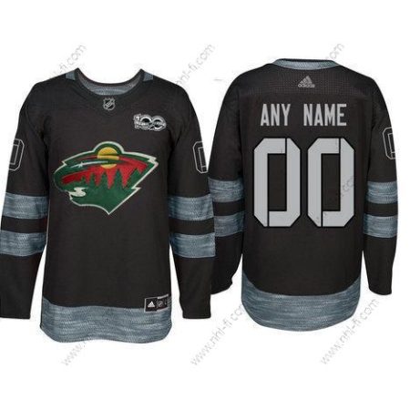 Adidas Minnesota Wild Räätälöidyt Musta 1917-2017 100th Vuosipäivä Ommeltu NHL Paita