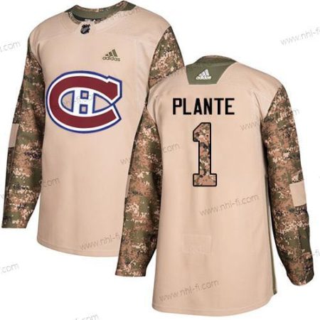 Adidas Montreal Canadiens #1 Jacques Plante Maastokuvio Aito 2017 Veterans Day Ommeltu NHL Paita – Miesten