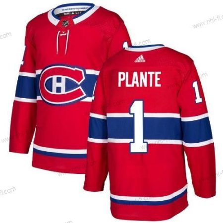 Adidas Montreal Canadiens #1 Jacques Plante Punainen Kotiottelu Aito Ommeltu NHL Paita – Miesten