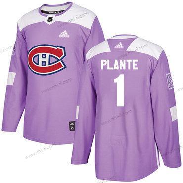 Adidas Montreal Canadiens #1 Jacques Plante Violetti Aito Taistelee syöpää vastaan Ommeltu NHL Paita – Miesten