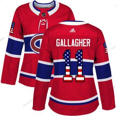 Adidas Montreal Canadiens #11 Brendan Gallagher Punainen Kotiottelu Aito USA Flag Ommeltu NHL Paita – Naisten