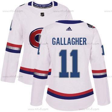 Adidas Montreal Canadiens #11 Brendan Gallagher Valkoinen Aito 1917-2017 100th Klassinen Ommeltu NHL Paita – Naisten