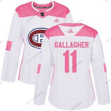 Adidas Montreal Canadiens #11 Brendan Gallagher Valkoinen Pinkki Aito Ommeltu NHL Paita – Naisten