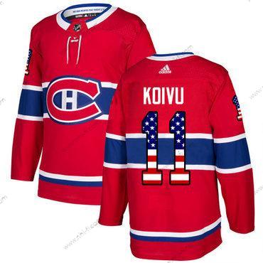 Adidas Montreal Canadiens #11 Saku Koivu Punainen Kotiottelu Aito USA Flag Ommeltu NHL Paita – Miesten