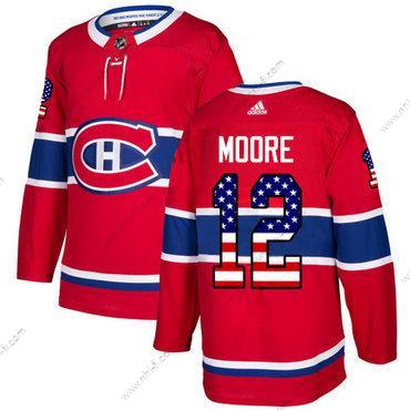 Adidas Montreal Canadiens #12 Dickie Moore Punainen Kotiottelu Aito USA Flag Ommeltu NHL Paita – Miesten