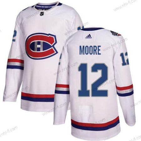 Adidas Montreal Canadiens #12 Dickie Moore Valkoinen Aito 1917-2017 100th Klassinen Ommeltu NHL Paita – Miesten