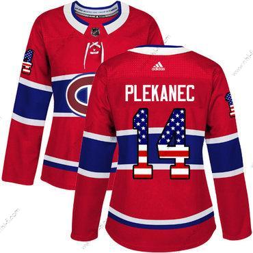 Adidas Montreal Canadiens #14 Tomas Plekanec Punainen Kotiottelu Aito USA Flag Ommeltu NHL Paita – Naisten