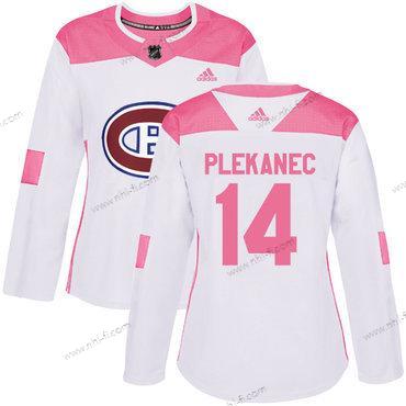 Adidas Montreal Canadiens #14 Tomas Plekanec Valkoinen Pinkki Aito Ommeltu NHL Paita – Naisten