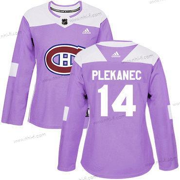 Adidas Montreal Canadiens #14 Tomas Plekanec Violetti Aito Taistelee syöpää vastaan Ommeltu NHL Paita – Naisten