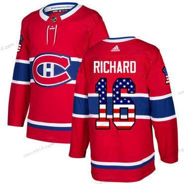 Adidas Montreal Canadiens #16 Henri Richard Punainen Kotiottelu Aito USA Flag Ommeltu NHL Paita – Miesten