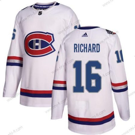 Adidas Montreal Canadiens #16 Henri Richard Valkoinen Aito 1917-2017 100th Klassinen Ommeltu NHL Paita – Miesten