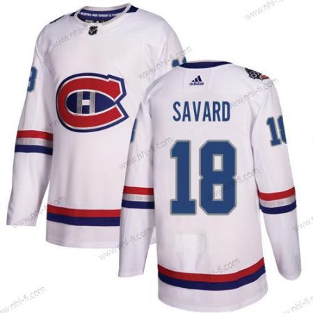 Adidas Montreal Canadiens #18 Serge Savard Valkoinen Aito 1917-2017 100th Klassinen Ommeltu NHL Paita – Miesten